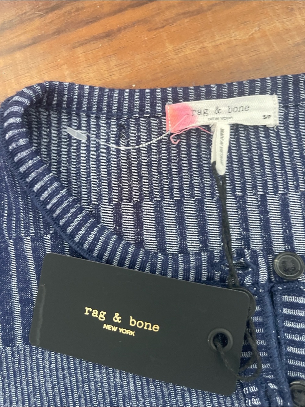 New rag & bone The Knit Two Tone Henley Tee Top - Picture 6 of 13